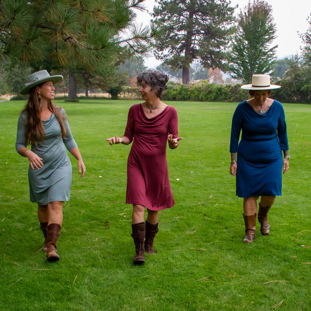 Merino Wool Lupine Dress - 3/4 Sleeve