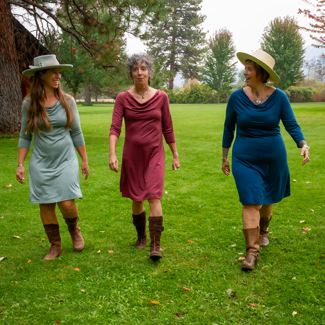 Merino Wool Lupine Dress - 3/4 Sleeve