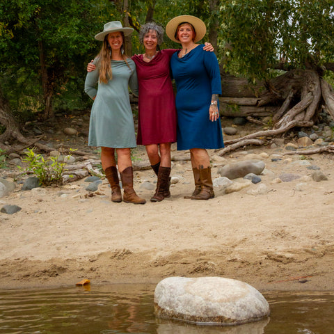 Merino Wool Lupine Dress - 3/4 Sleeve