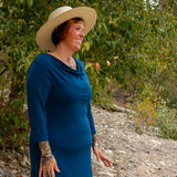 Merino Wool Lupine Dress - 3/4 Sleeve