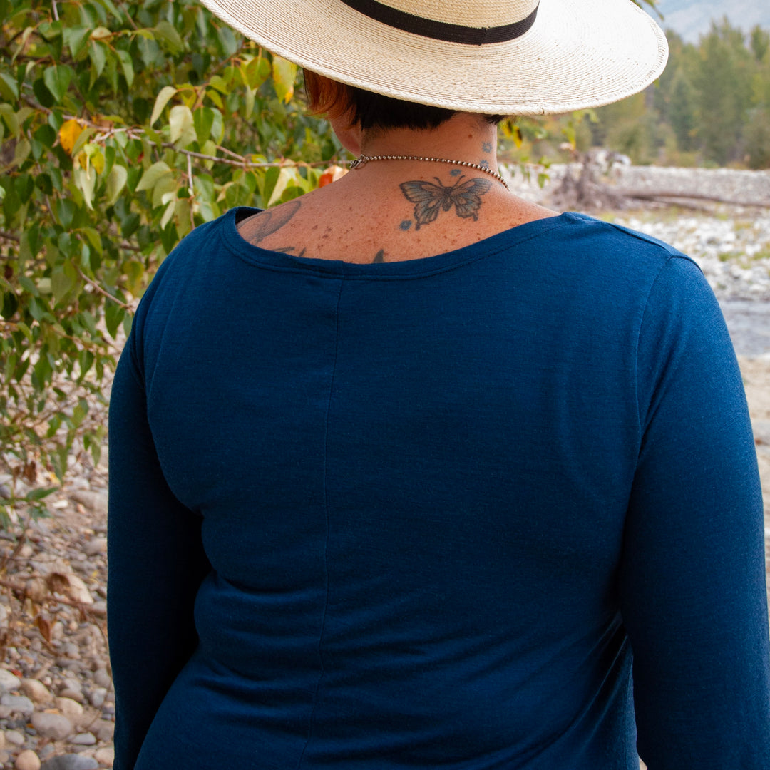 Merino Wool Lupine Dress - 3/4 Sleeve