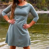 Merino Wool Lupine Dress - 3/4 Sleeve