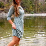 Merino Wool Lupine Dress - 3/4 Sleeve