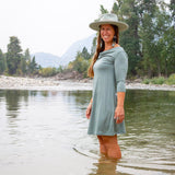 Merino Wool Lupine Dress - 3/4 Sleeve