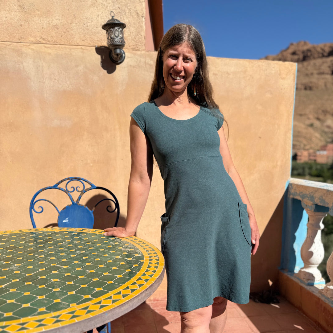 Hemp Summer dress with pockets, hand crafted by Intertwined Designs