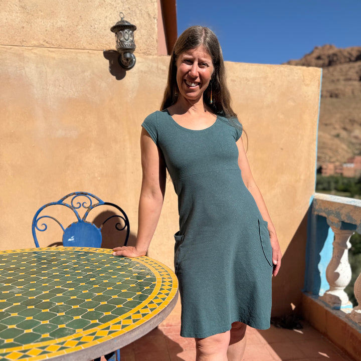 Hemp Summer dress with pockets, hand crafted by Intertwined Designs