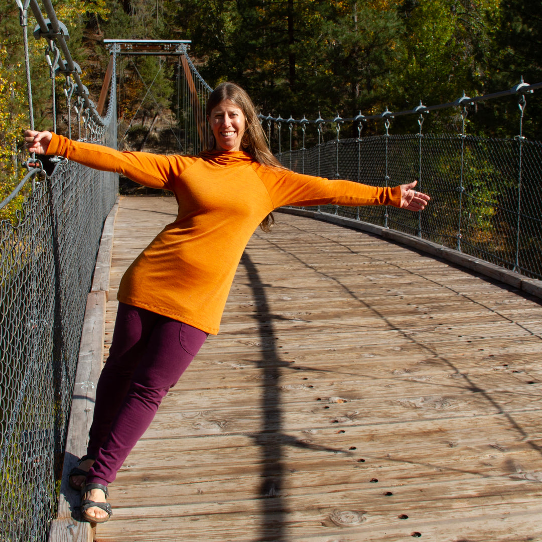 Merino Wool Hooded Cowl Tunic Shirt